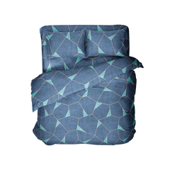 Комплект постільної білизни бязь євро Геометрія, Синій, Европейський, 2х70х70