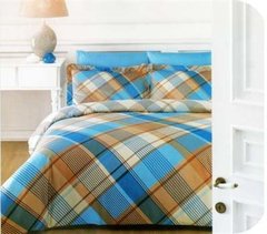 Комплект постельного белья сатин двуспальный Скарлетт голубой, Голубой, Двуспальный, 2х70х70