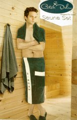 Набор для сауны мужской (юбка р. 50 - 54 +тапки + полотенце) зелененый