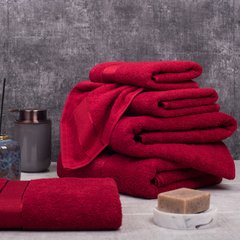 Полотенце махровое 40х70 гладкокрашенное Тео бордо, Красный, 40х70
