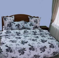 Комплект постельного белья сатин двуспальный Лилия, Белый, Двуспальный, 2х70х70