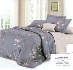 Комплект постельного белья полуторный поплин Цветы на ветке, Полуторный, 2х70х70