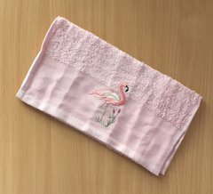 Полотенце махровое 50х90 гладкокрашеное бордюр Фламинго розовое, Розовый, 50х90