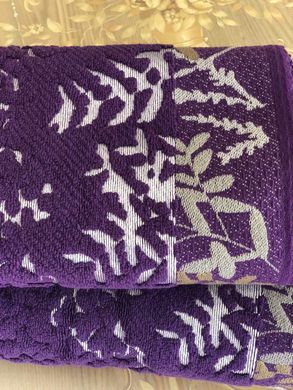 Рушник махровий жакардовий Лісова казка 70х140 фіолетовий, 70х140