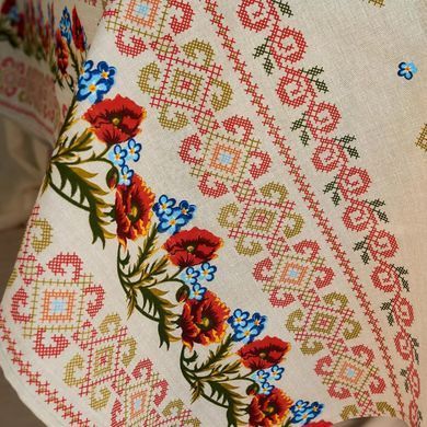 Скатерть 150х220 ткань рогожка Вышиванка маки, Ассорти, 150х220