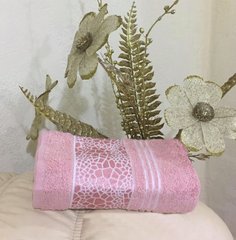 Полотенце махровое 30х50 гладкокрашеное бордюр Камни розовое, Розовый, 30х50