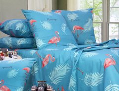Комплект постельного белья бязь европейский Фламинго на голубом
