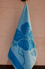 Рушник махровий 50х90 жакардовий Орхідея блакитна, Блакитний, 50х90
