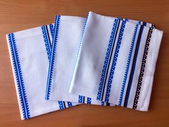 Вафельное полотенце Орнамент голубое, 40х70