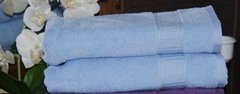 Полотенце махровое 50х90 гладкокрашенное жаккард бордюр голубой, Голубой, 50х90