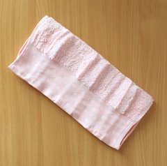 Полотенце махровое 30х50 гладкокрашеное бордюр Горох розовое, Нежно розовый, 30х50
