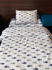 Комплект постельного белья бязь детская кроватка Акулы, 110х150