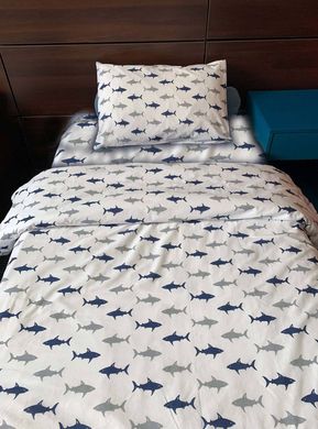 Комплект постельного белья бязь детская кроватка Акулы, 110х150