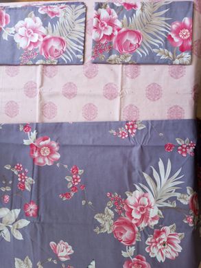Комплект постельного белья полуторный бязьGOLD LUX Цветы на ветке, Сиреневый, Полуторный, 2х70х70