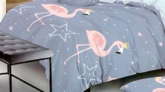 Простынь полуторная сатин Розовый фламинго, 143х215