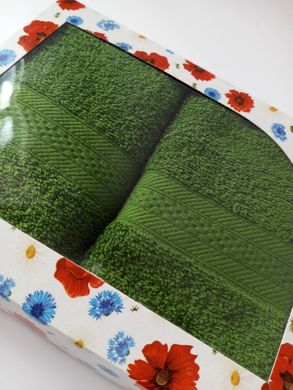 Набор полотенец махрових 30х50 Зелений (2 полотенца), Зелёный, 30х50