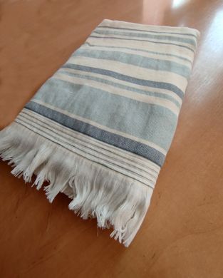Рушник махровий 100х150 Пештамаль блакитна смужка, Блакитний, 100х150