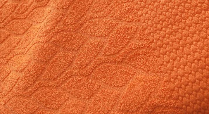 Полотенце махровое 70х140 жаккардовое Листья, Оранжевый, 70х140