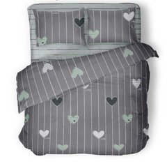Комплект постельного белья бязь двуспальный Сердечки зеленые, 180х215