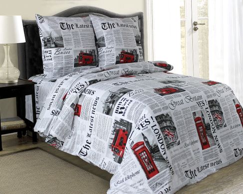 Комплект постельного белья полуторный бязь London news, Полуторный, 2х70х70
