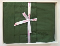 Комплект постільної білизни сатин жакард європейський смарагдовий, Зелений, Европейський, 2х70х70