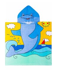 Полотенце махровое пляжное пончо с канюшоном Дельфин