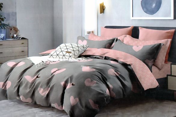 Комплект постельного белья полуторный бязь GOLD LUX Розовые сердца, Бежевый, Полуторный, 2х70х70