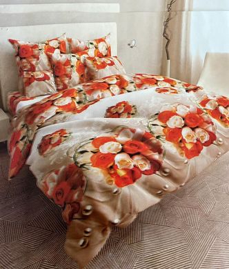 Комплект постельного белья полуторный бязьGOLD LUX Розы, Бежевый, Полуторный, 2х70х70