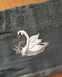 Рушник махровий 30х50 гладкофарбований бордюр Лебеді сірий, Сірий, 30х50