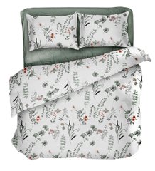 Комплект постільної білизни двоспальний поплін Квіти зелені, Зелений, Двоспальний, 2х70х70