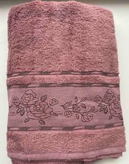 Полотенце махровое 70х140 гладкокрашеное бордюр Роза темно розовое, 70х140