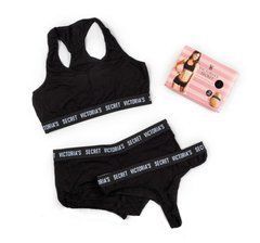Комплект Victoria's Secret жіночий топ+шорти+стрынги р. S чорний, Чорний, S