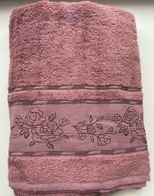 Полотенце махровое 70х140 гладкокрашеное бордюр Роза темно розовое, 70х140