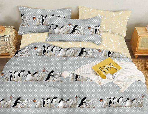 Комплект постельного белья двуспальный бязь GOLD LUX Пингвины, Серый, Двуспальный, 2х70х70