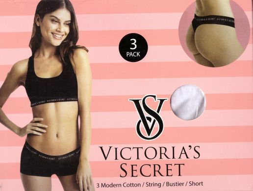 Комплект  Victoria's Secret женский топ+шорты+стринги р. S черный, Черный, S
