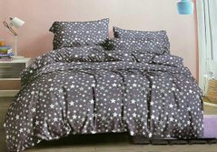 Комплект постельного белья полуторный фланель Звезды, Серый, Полуторный, 2х70х70
