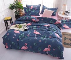 Комплект постельного белья сатин полуторный Розовый фламинго, Полуторный, 2х50х70