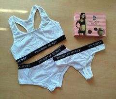 Комплект Victoria's Secret жіночий топ+шорти+стрінги р. М білий, Білий, М