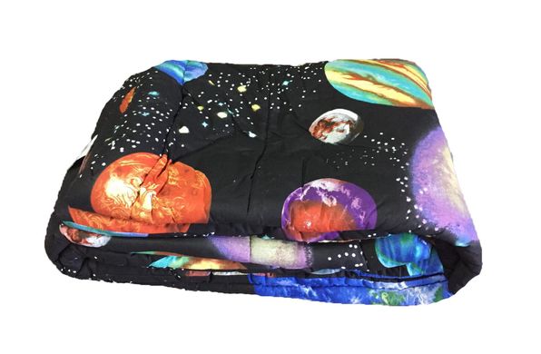 Одеяло ватиновое полуторое в Космос, Черный, 140х205