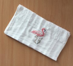 Полотенце махровое 30х50 гладкокрашеное бордюр Фламинго белое, Белый, 30х50