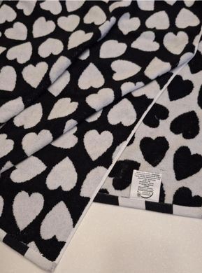 Полотенце махровое 50х90 жаккард Amore черно белое, Черный, 50х90