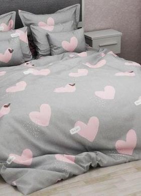 Комплект постельного белья полуторный бязь Сердечки розовые, Полуторный, 2х70х70