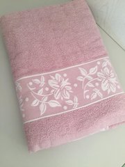 Набор полотенец махровых 50х90, 70х140 Цветы розовых, Нежно розовый