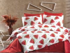 Комплект постельного белья полуторный ранфорс Арбузик, Красный, Полуторный, 2х70х70