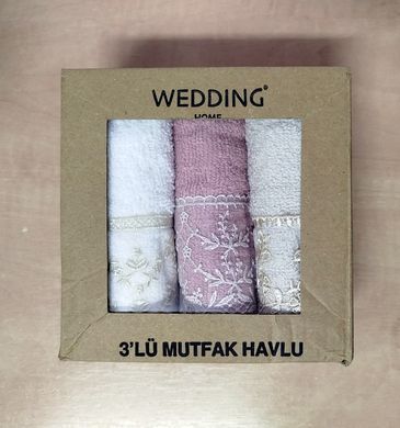 Комплект рушників махрових 30х40 Мереживо (3 рушника), Асорті, 30х40