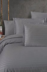 Комплект постельного белья сатин страйп европейский графит, Серый, Европейский, 2х70х70