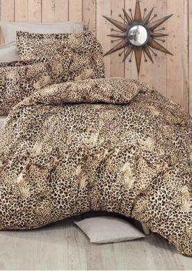 Комплект постільної білизни сатин європейський Леопард, Коричневий, Европейський, 2х70х70