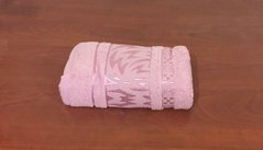Полотенце махровое 50х90 гладкокрашеное бордюр Молнии розовое, Розовый, 50х90