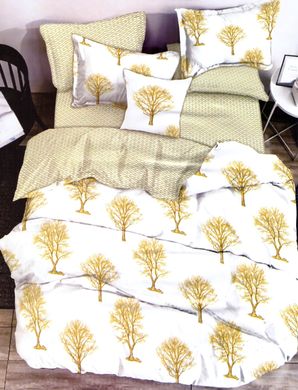 Комплект постільної білизни бязь GOLD LUX двоспальний Золоті дерева, Білий, Двоспальний, 2х70х70