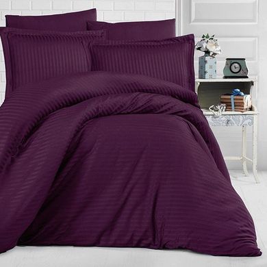 Комплект постельного белья сатин страйп двуспальный фиолетовый, Сиреневый, Двуспальный, 2х70х70